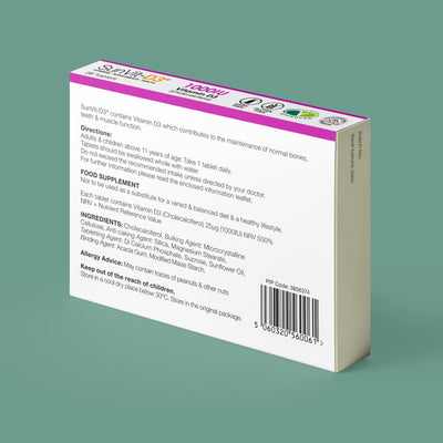 SunVit Vitamin D3 1,000IU 28 Low Strength Daily Tablets
